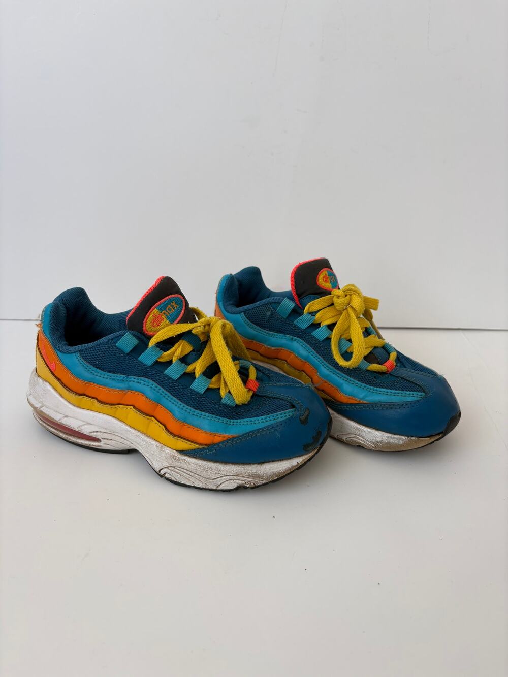 Nike Air Max 95 Kids 12.5C Blue Orange Yellow Multicolor Sneakers Retro